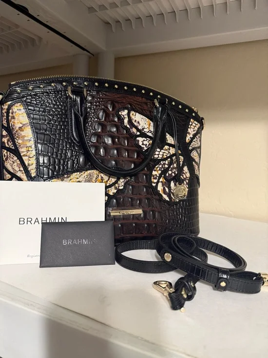 Brahmin Cocoa Gala Duxbury Satchel, a limited edition handbag NWOTs - Picture 9 of 10